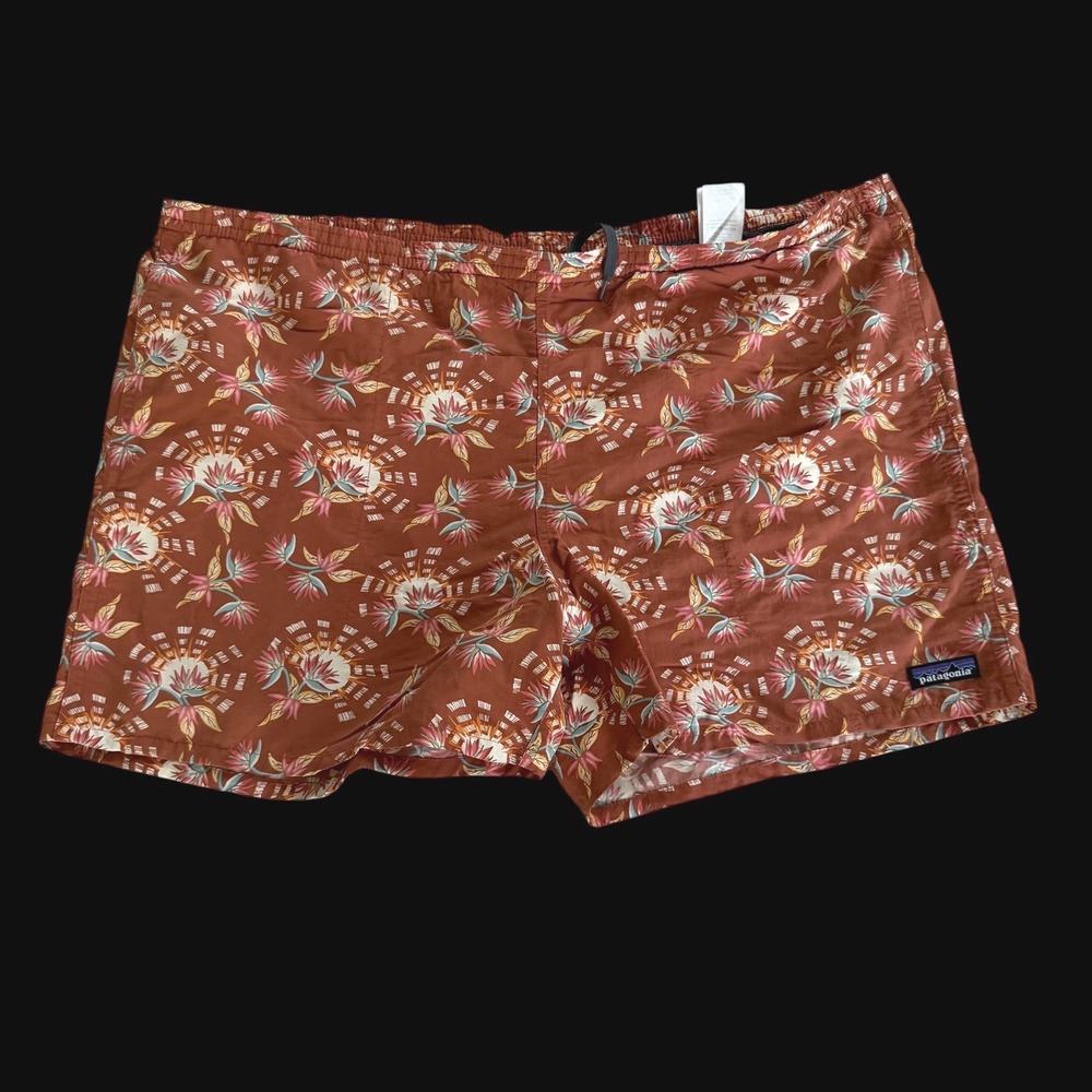 Patagonia Baggies Shorts XXL Rust Orange Floral Print‎ 5 Inch Inseam 58046